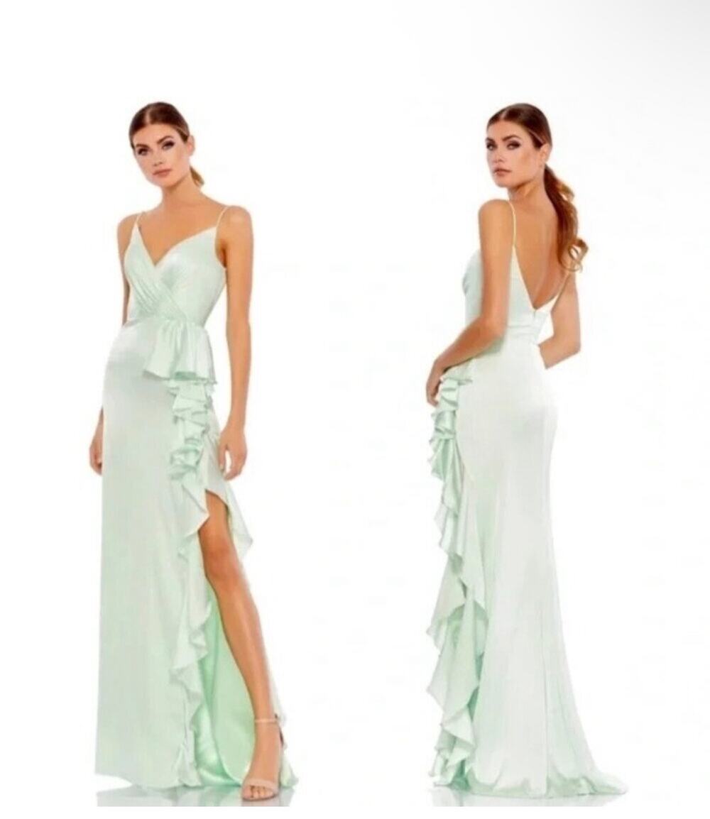 MAC DUGGAL 67815 gown long dress sz 2 pistachio green